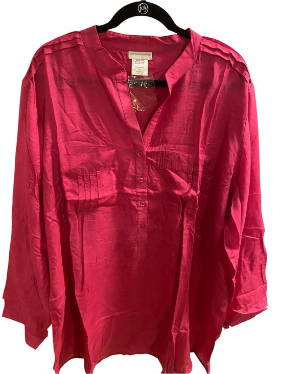Soft Surroundings Tops - Soft Surroundings 
Hot Pink Button-Front Split-Neck Tunic
Size 3X
New